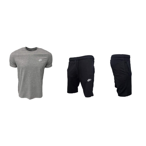 Мъжки спортен къс комплект Nike Classic Shorts + T-shirt Grey Black
